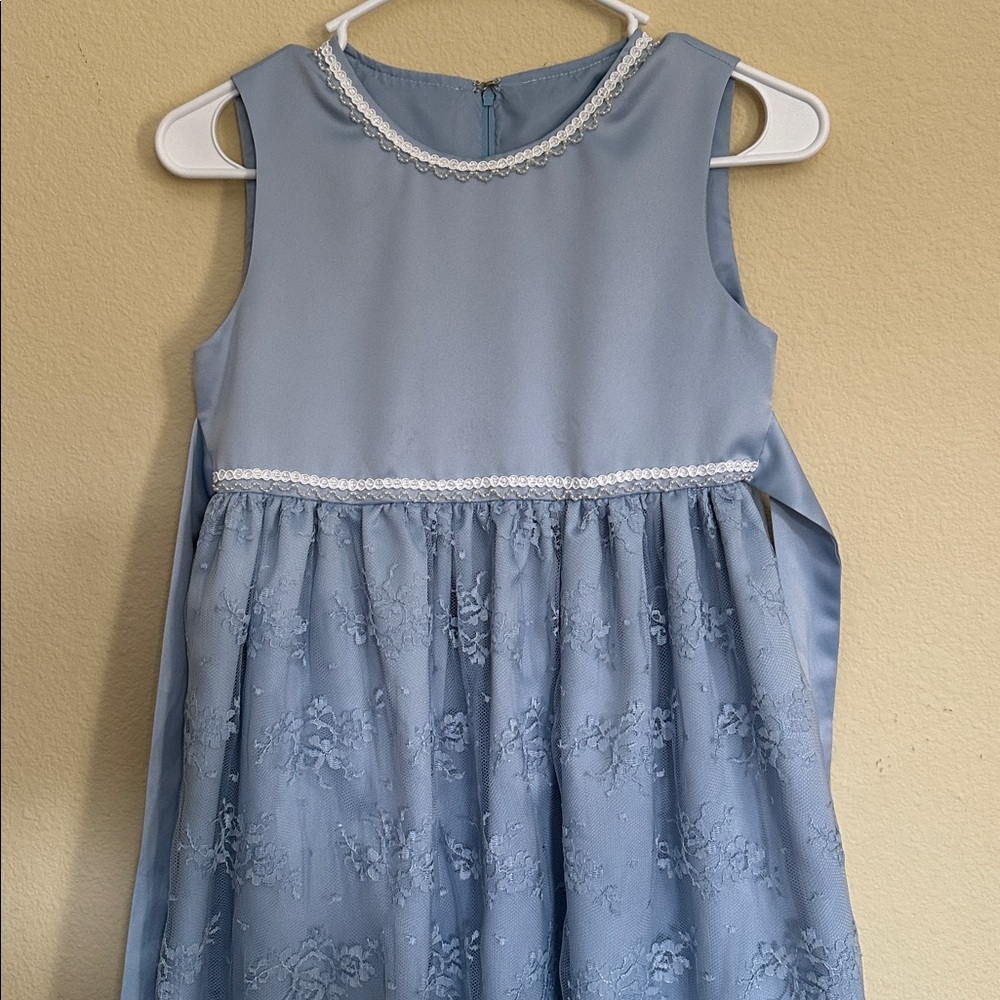 Charming Lace Kids Dress in Soft Blue